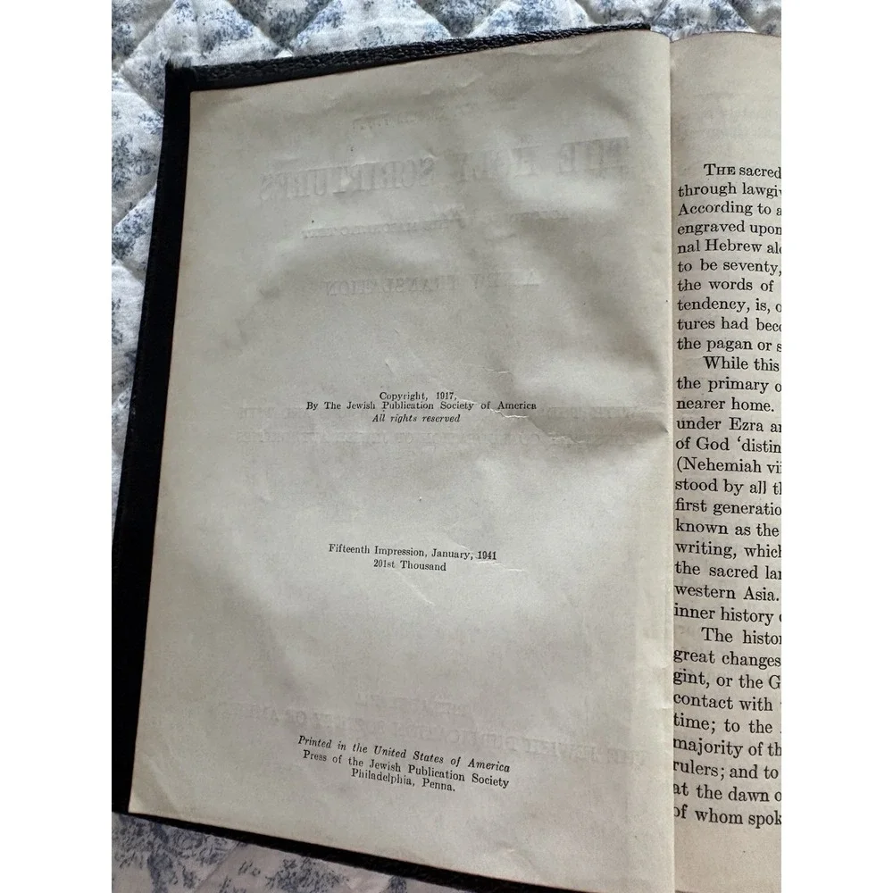 Rare THE HOLY SCRIPTURES Masoretic Text 1941 Jewish Publication Society VINTAGE